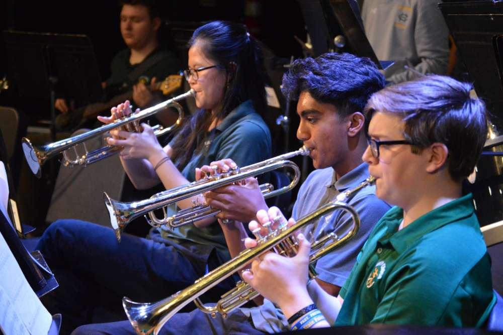 students playing trumpets