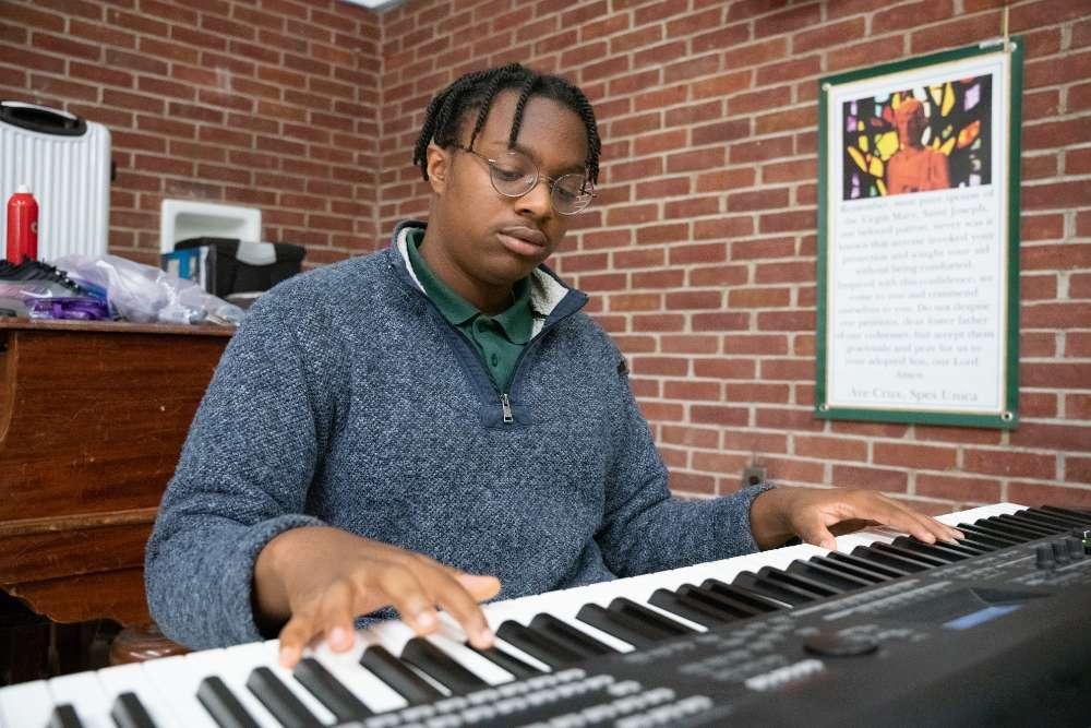 student playing piano