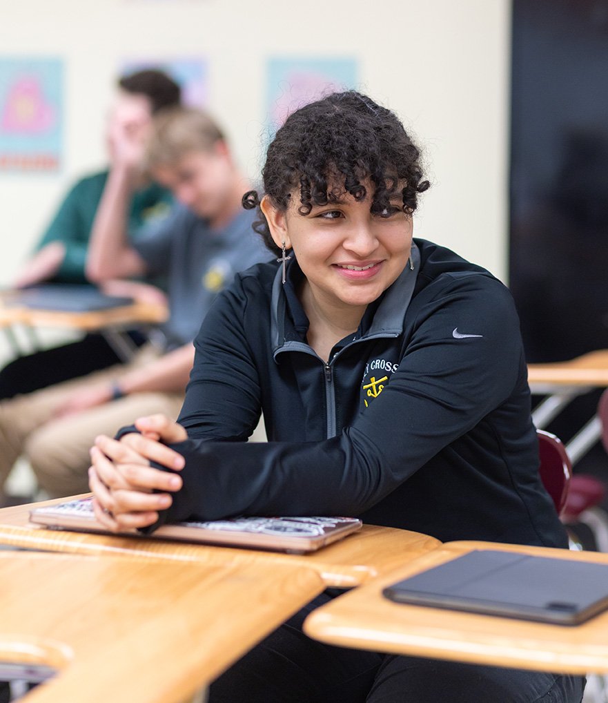 female student sitting in class